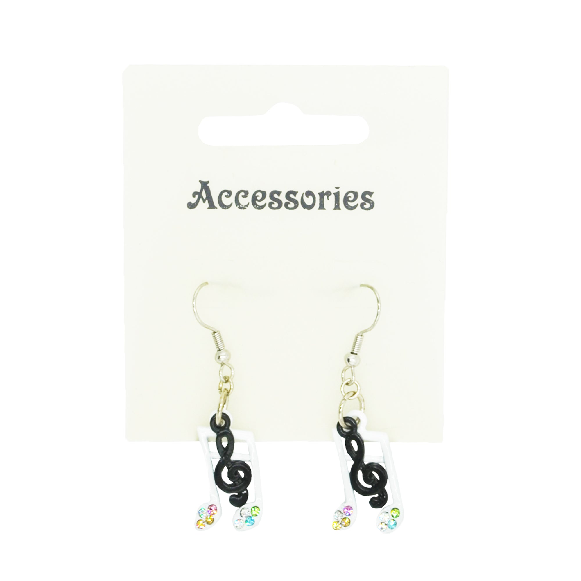 Diamante Stones Musical Note Earrings