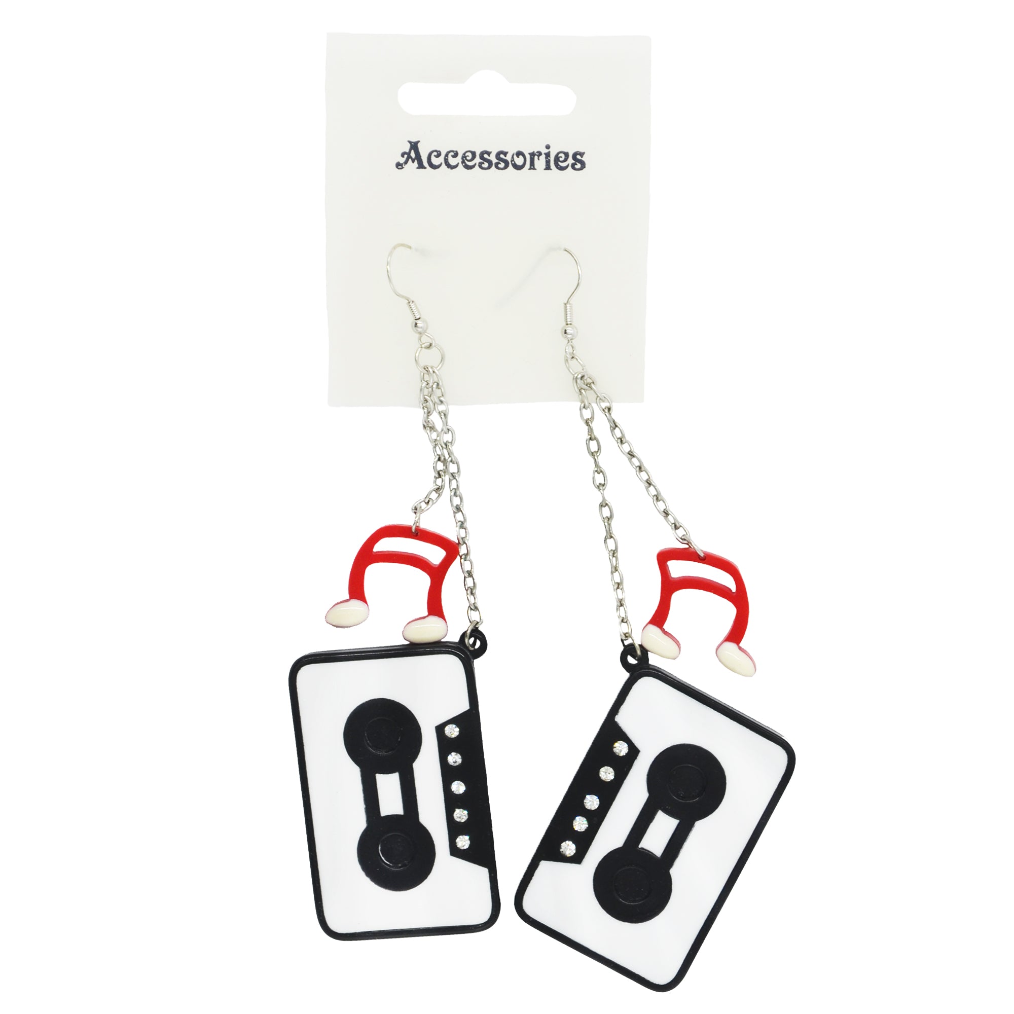 Black & White Cassette Chain Drop Earrings