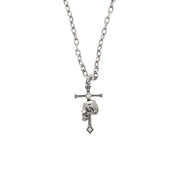 Skull with Cross and Jewels Necklace