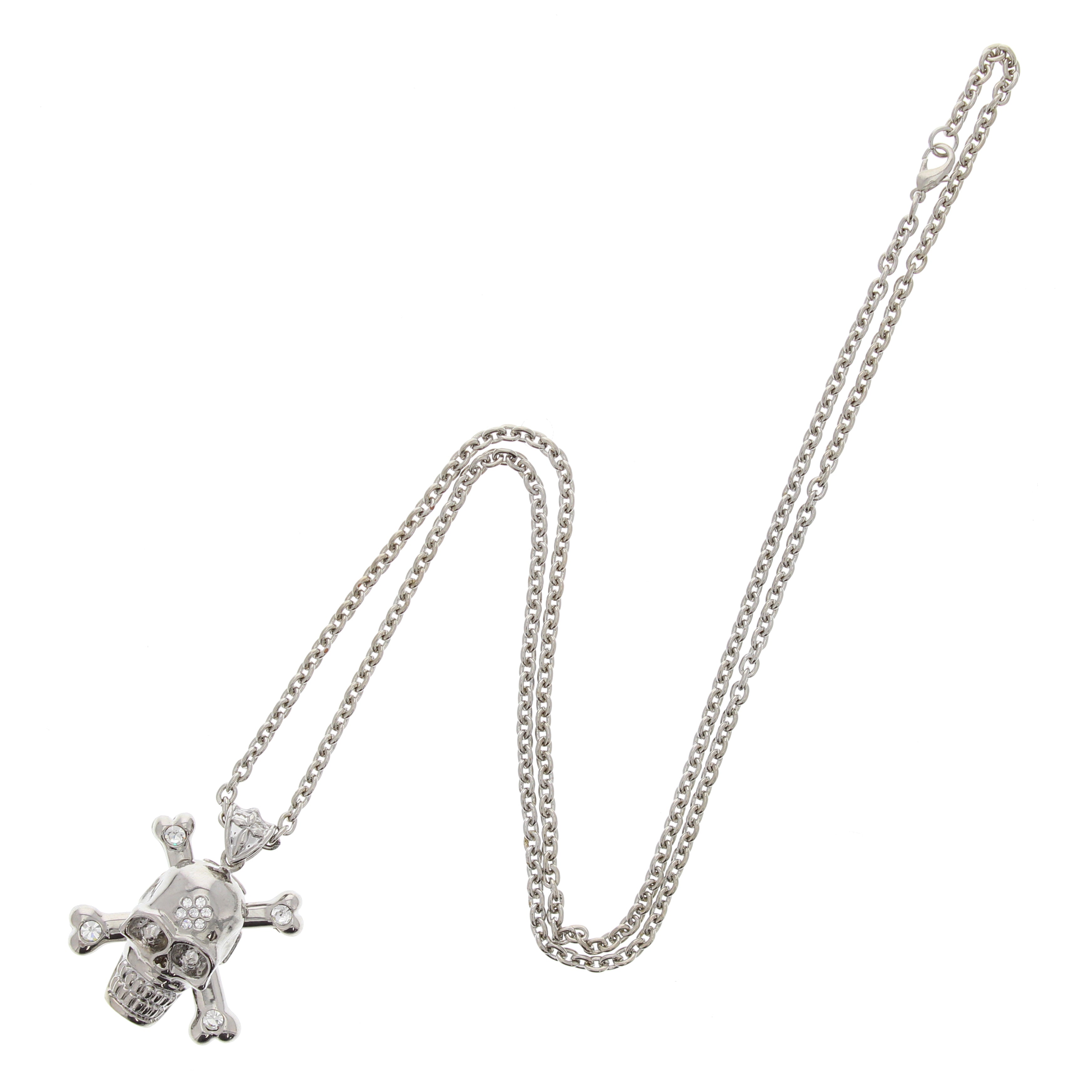 Diamonte Skull and Crossbone Necklace