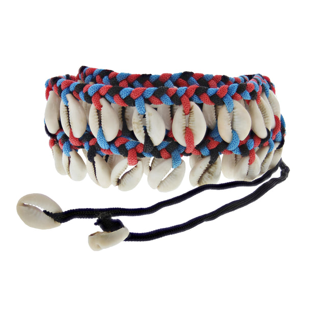 Double Row Shell & Rope Belt with Colour Braided Edge