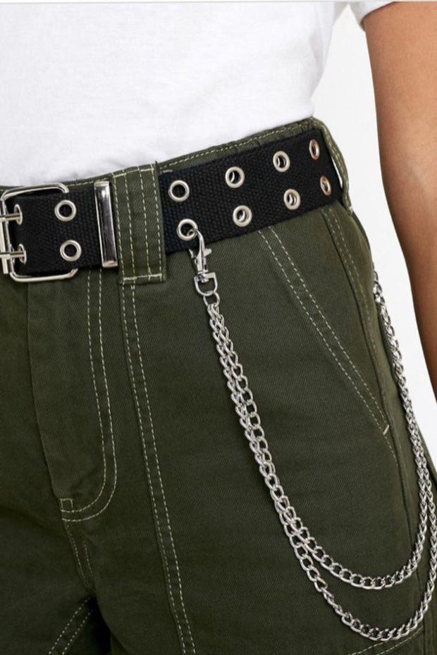 2 Row Eyelets Belt with Double Chain