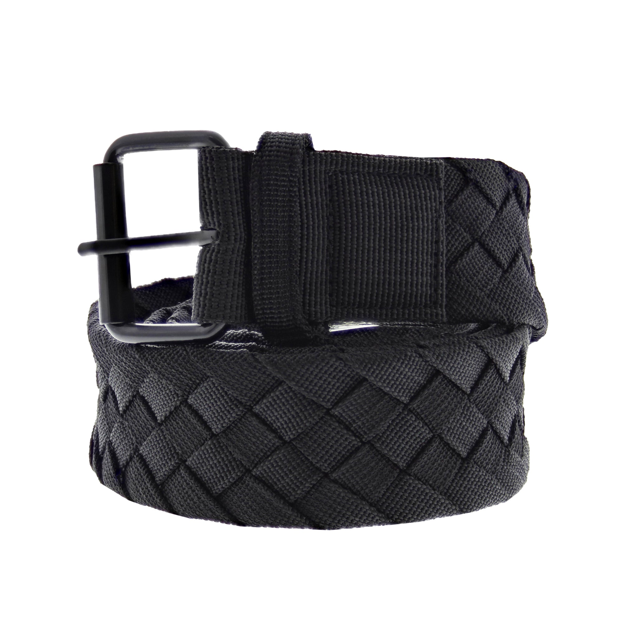 Woven Belt with Matt Black Roller Buckle