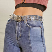 Adjustable Clear PVC Belt with 2 Row Floral Eyelets