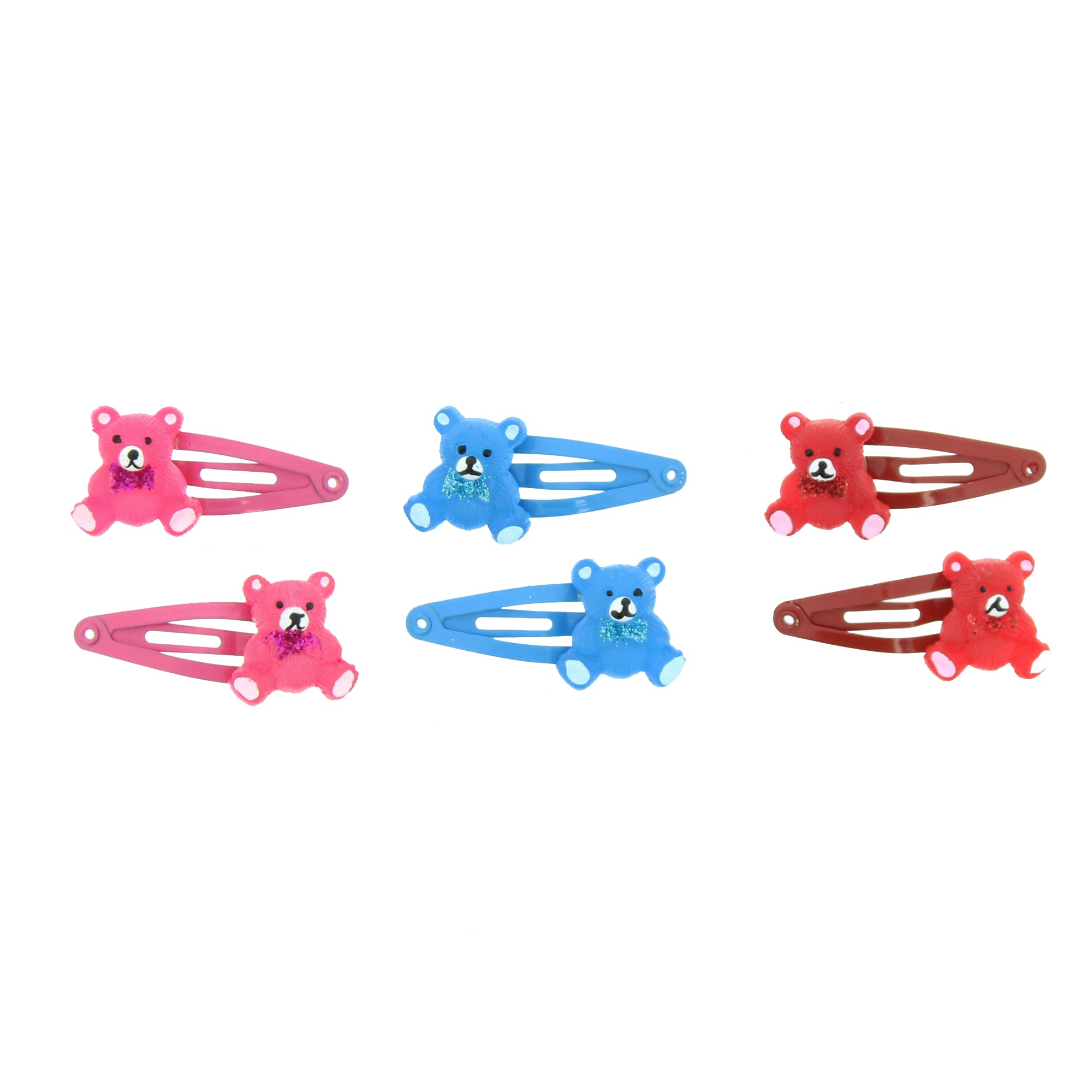 Pairs of Teddy Bear Bright Colour Hair Snapclips