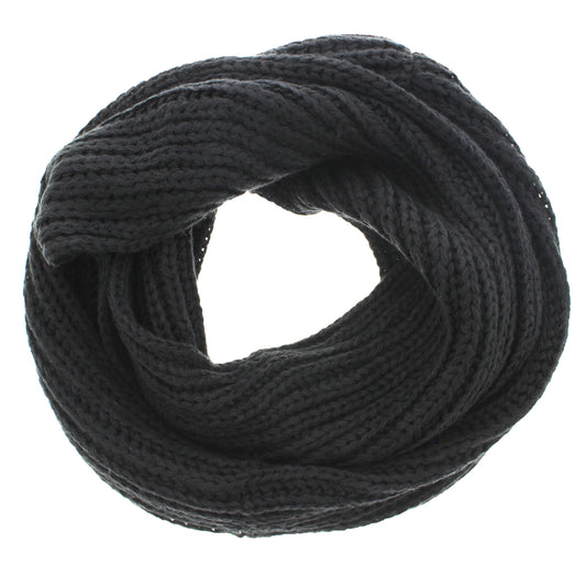 Warm Knitted Black Loop Scarf / Snood/ Cowl