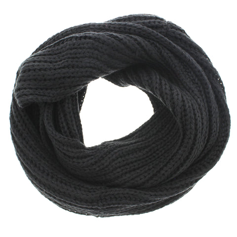 Warm Knitted Black Loop Scarf / Snood/ Cowl