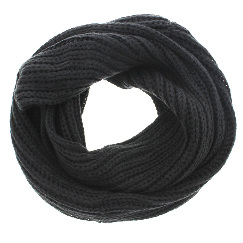 Warm Knitted Black Loop Scarf / Snood/ Cowl