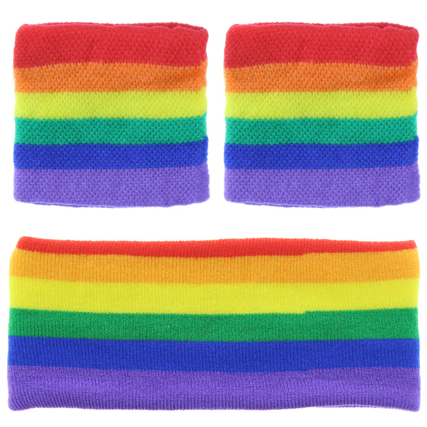 Rainbow Sweatbands & Headband Set