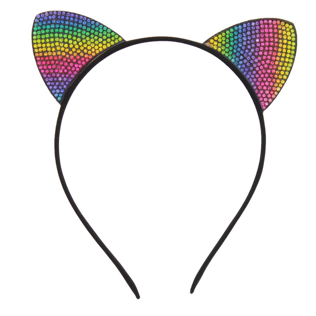 Rainbow Diamante Stone Cat Ears Headband