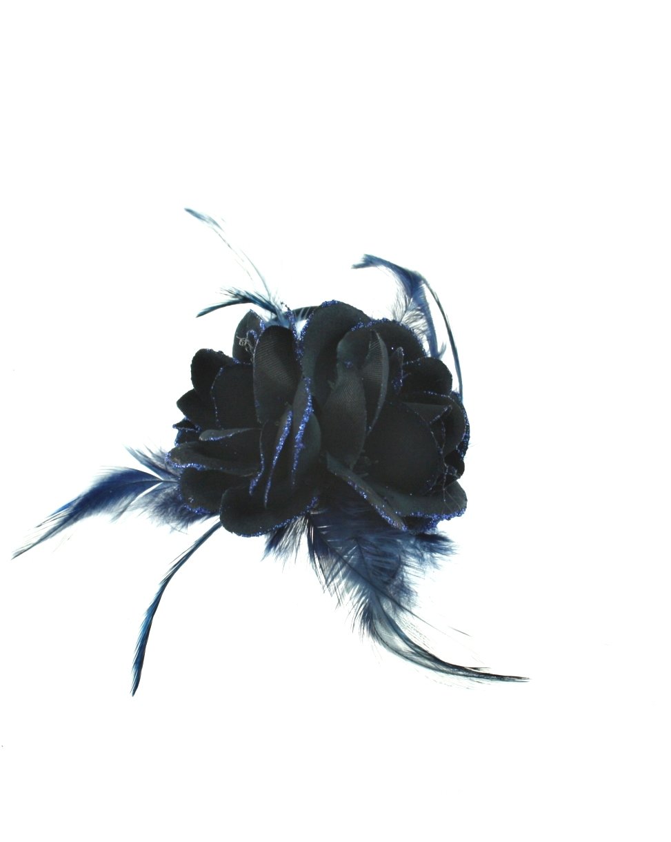 Double Glitter Mini-Rose with Feathers Hair Elastic