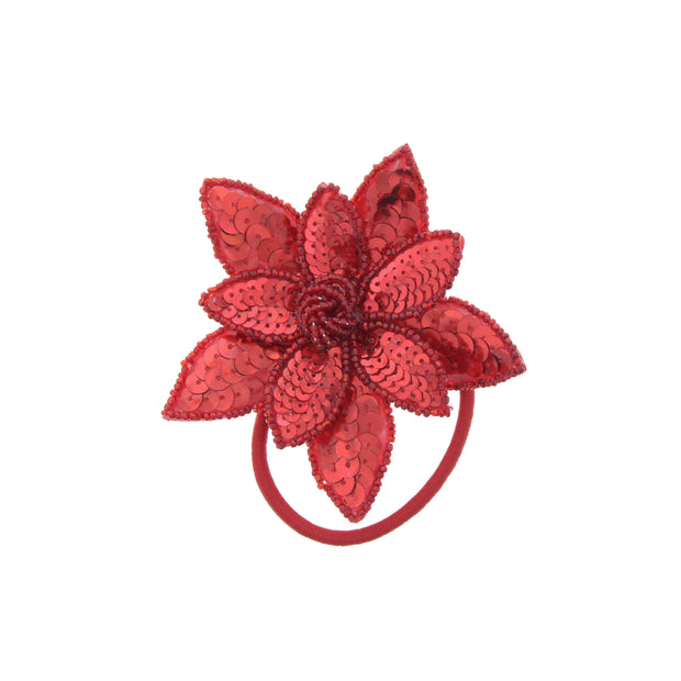Red Sequin Flower on Elastic