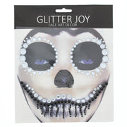 Scary Skeleton Clear & Jet Black Halloween Face Gems Set