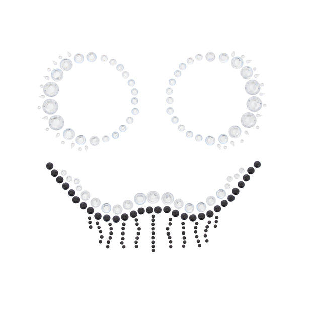 Scary Skeleton Clear & Jet Black Halloween Face Gems Set