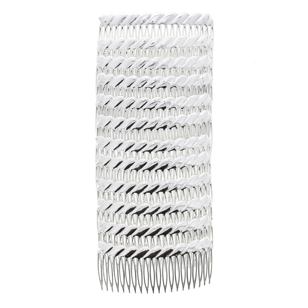 9.5cm Metallic Silver Comb with Ribbed End