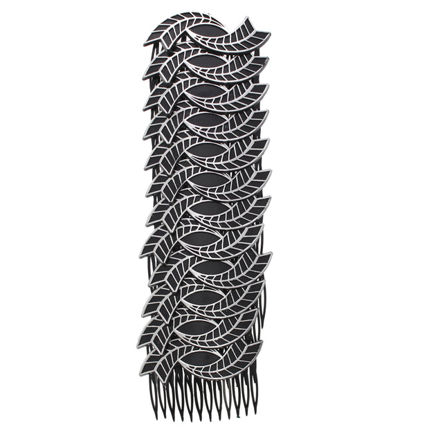 8cm Silver Pattern Comb with Black Teeth