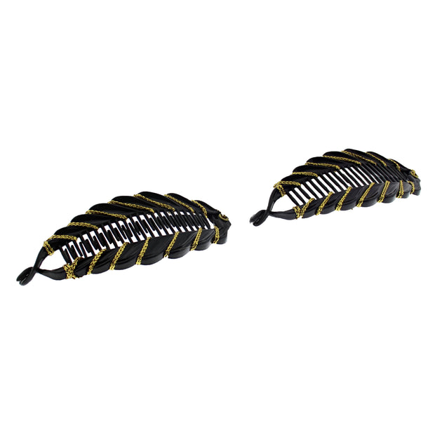 Black 9.5cm Fish Clip with Gold Pattern