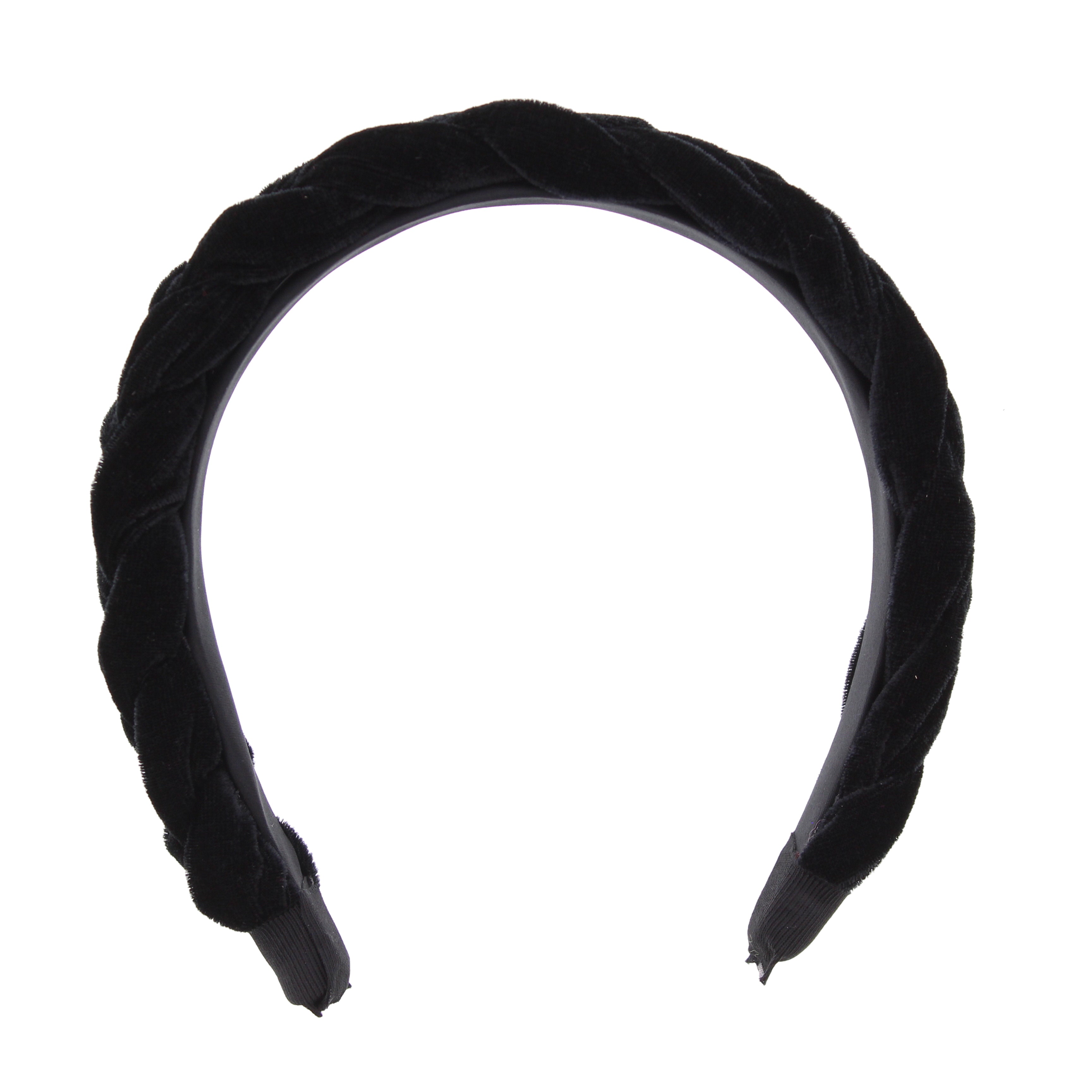 3.6cm Pleated Velvet Black Padded Thick Aliceband