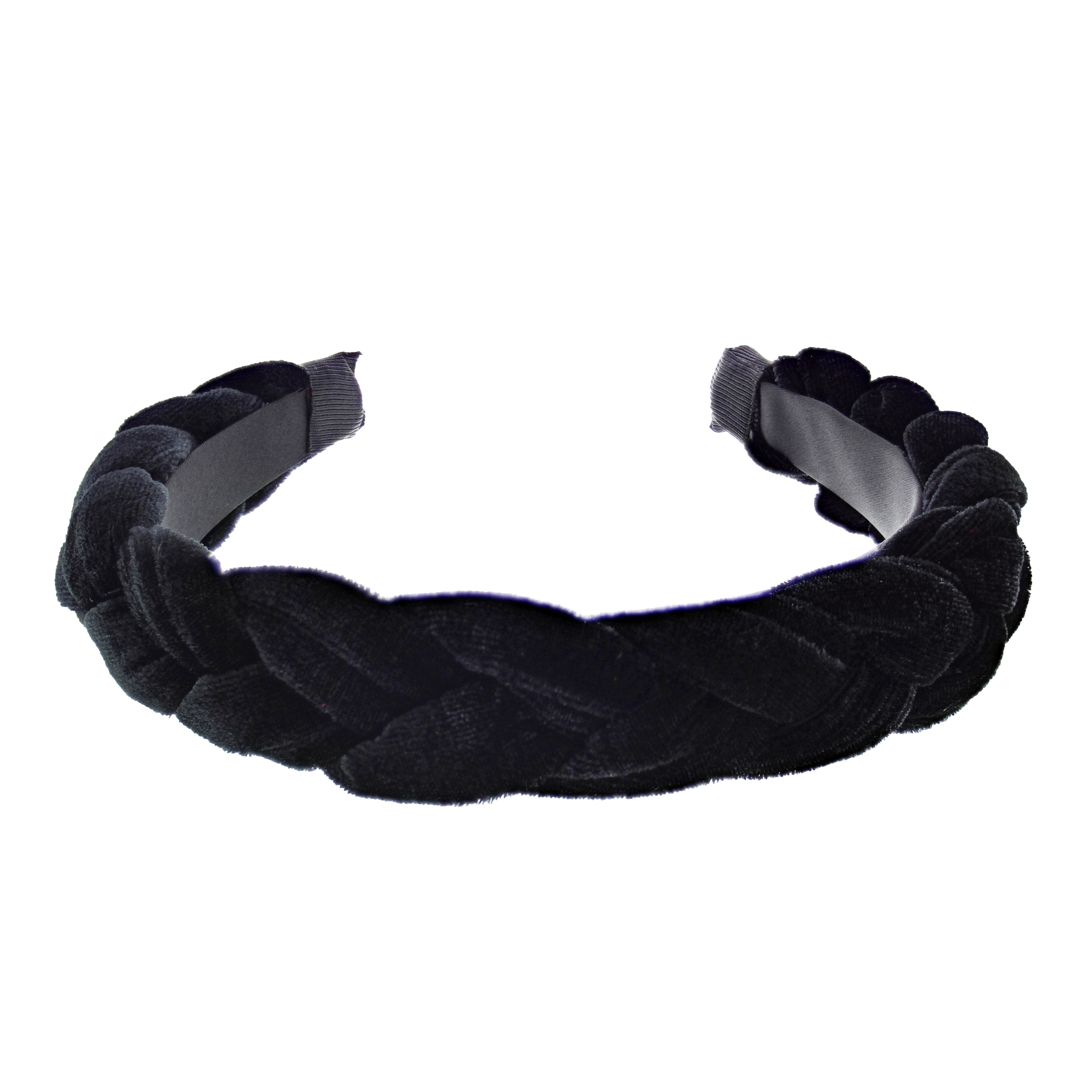 3.6cm Pleated Velvet Black Padded Thick Aliceband