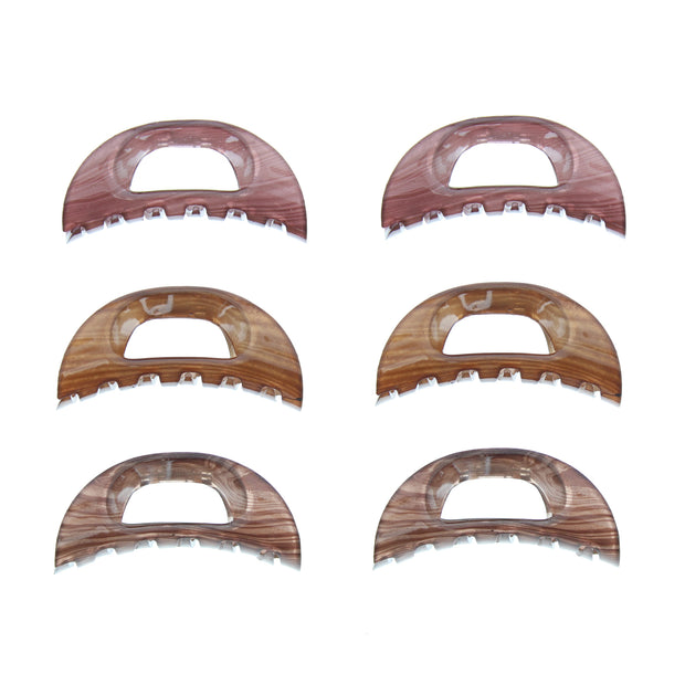 6cm Assorted Translucent Brown Shades Wood Effect Mini Clamps