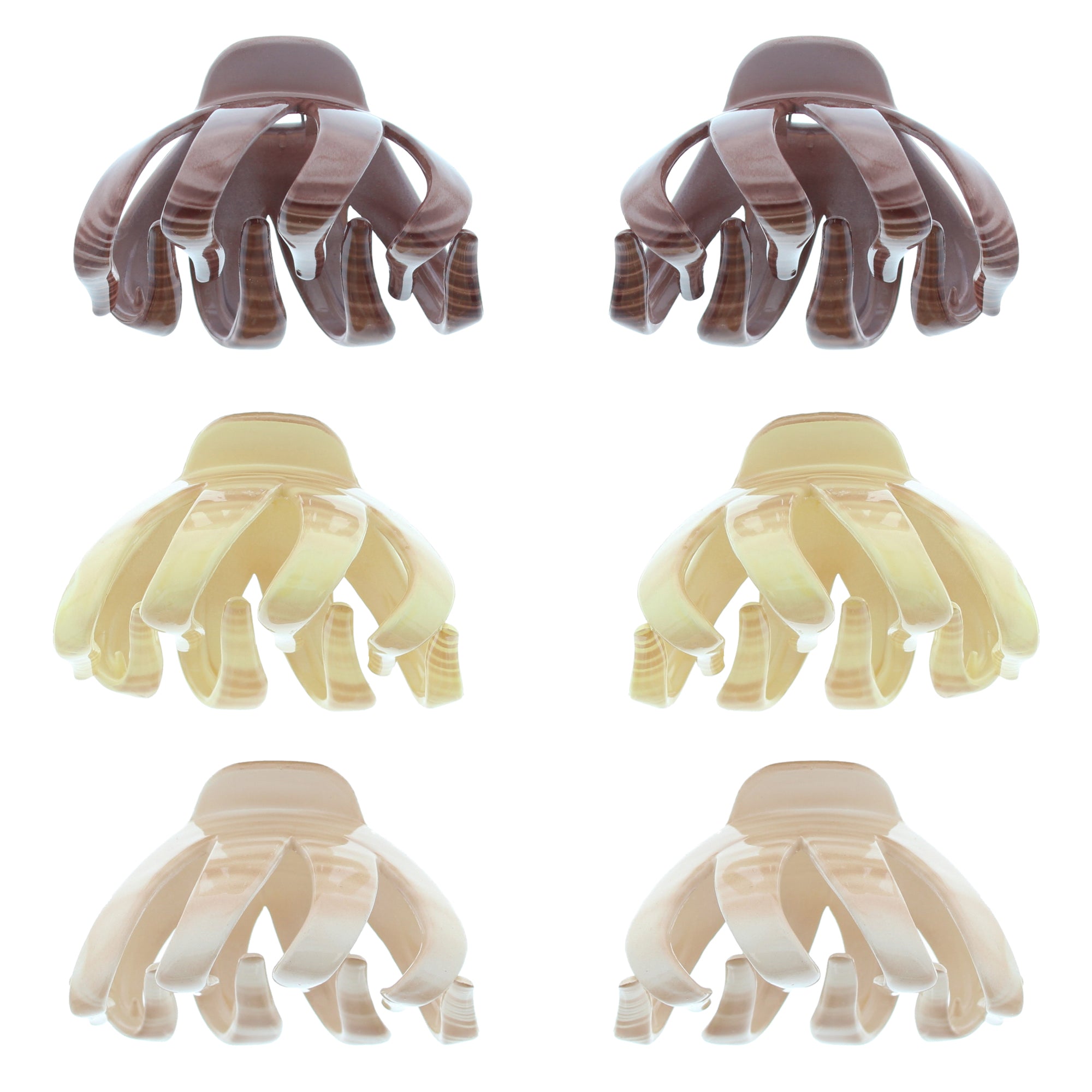 8cm Brown Shades Octopus Hair Claw Clips