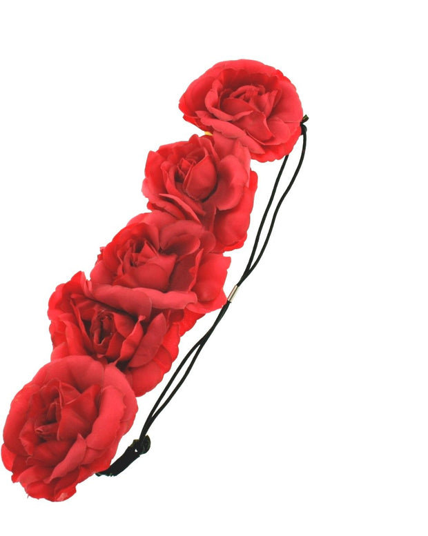 Large Rose Flower Elastic Headband
