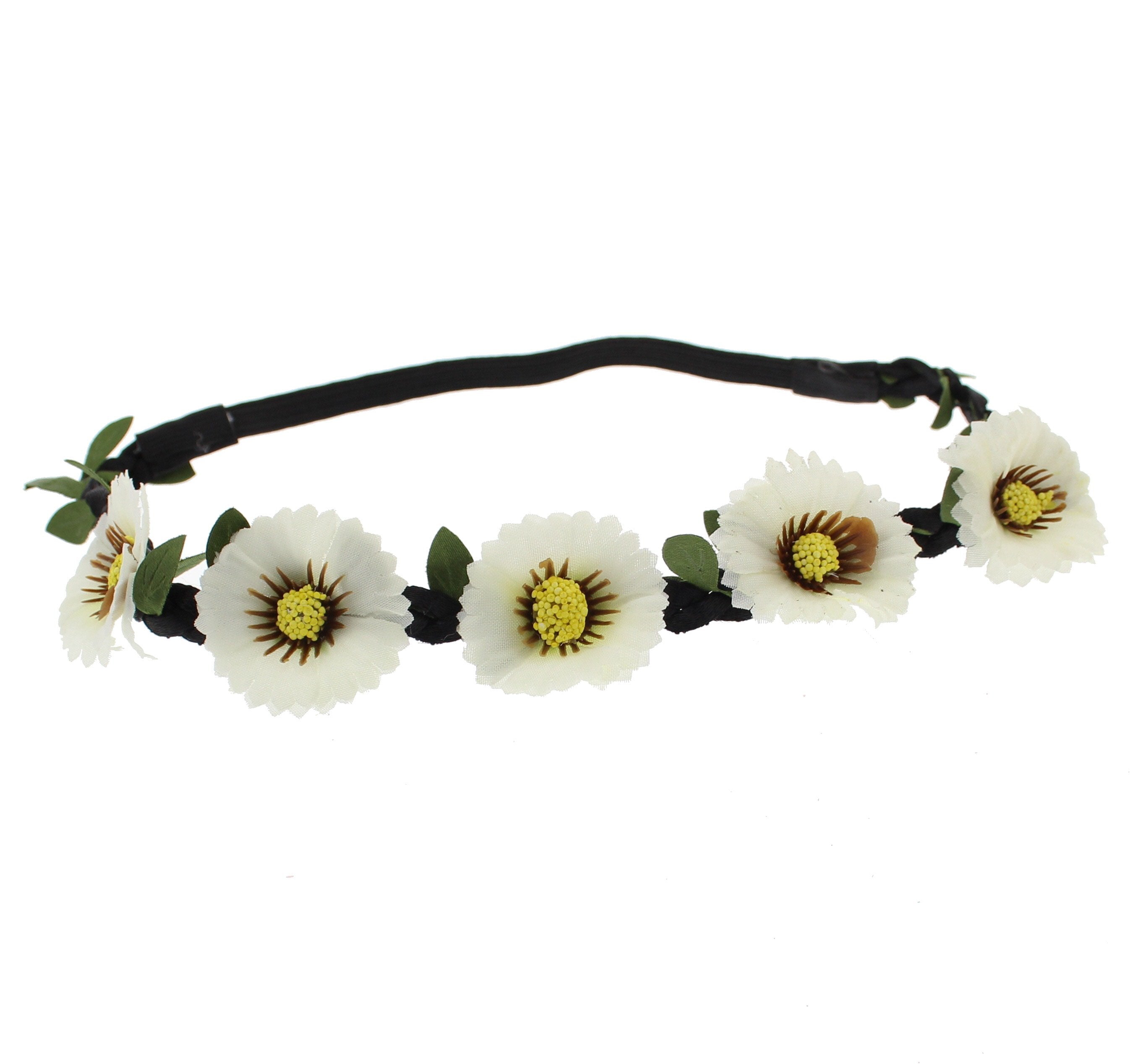 Small Sunflowers on Braided Elasticated Hair Wreath Garland