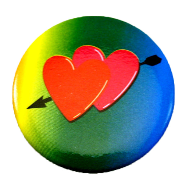 Rainbow Base Arrow Through Hearts Badge