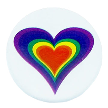 White Base/ Rainbow Heart Badge