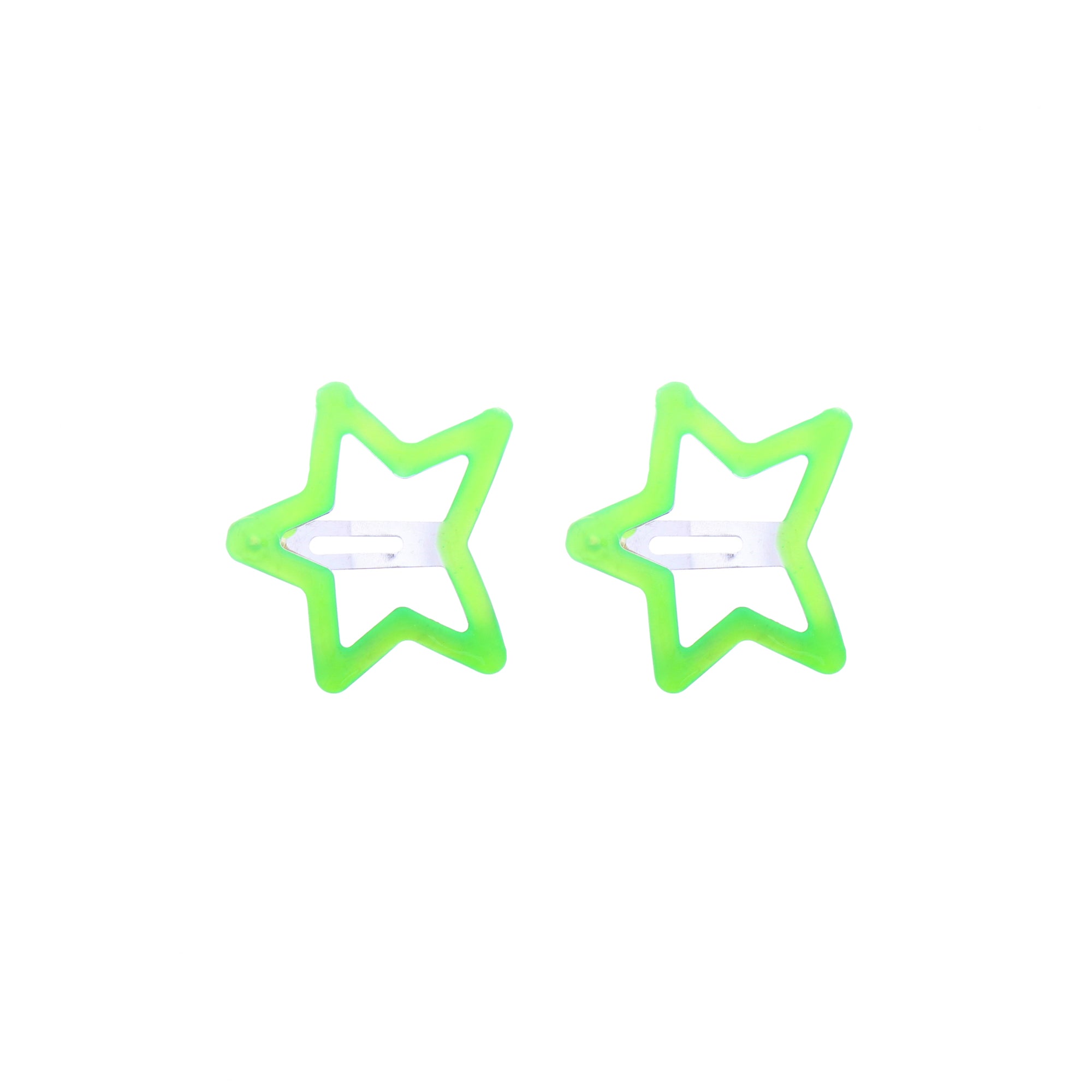 2 on a Card 5cm Assorted Neon Stars Epoxy Hair Snapclips