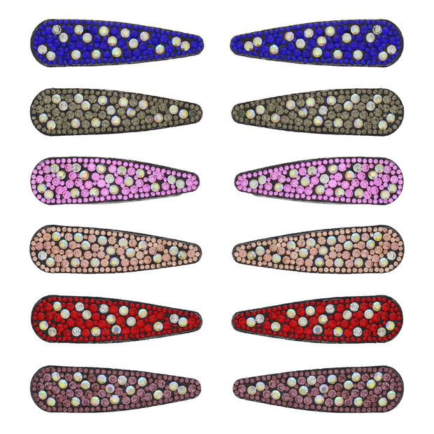 7.5cm Assorted Multicoloured AB Stone Covered Snap Clips