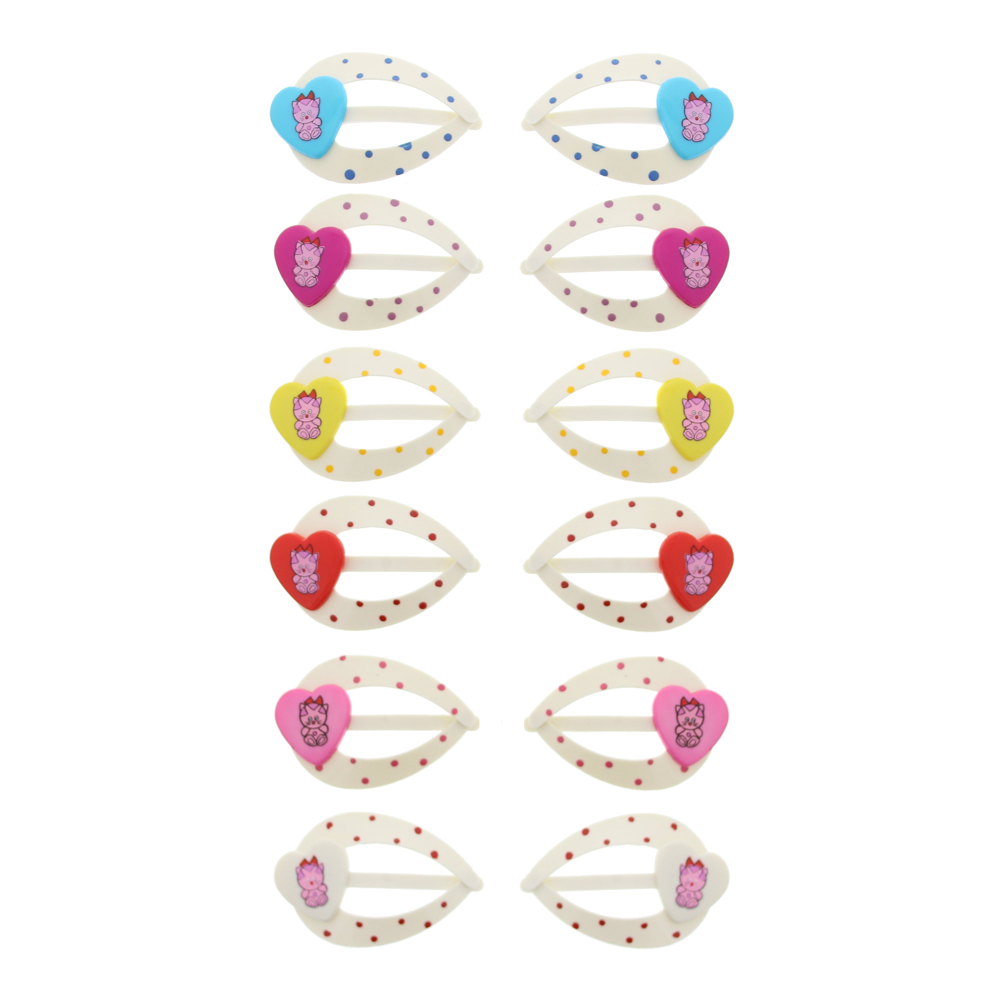 5cm Polka Dot Hair Snapclips with Cat Heart
