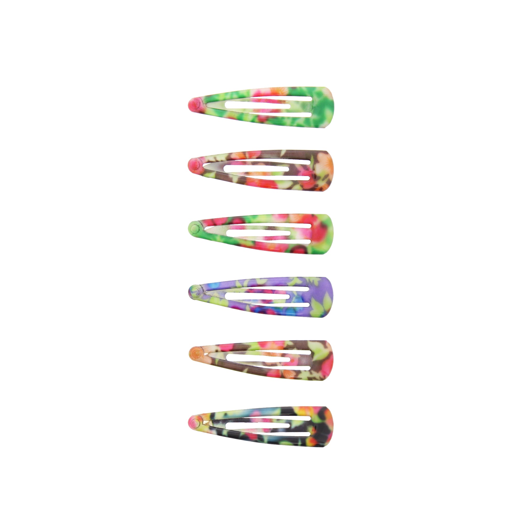 6 on a Card 5cm Bright Floral Print Epoxy Hair Snapclips