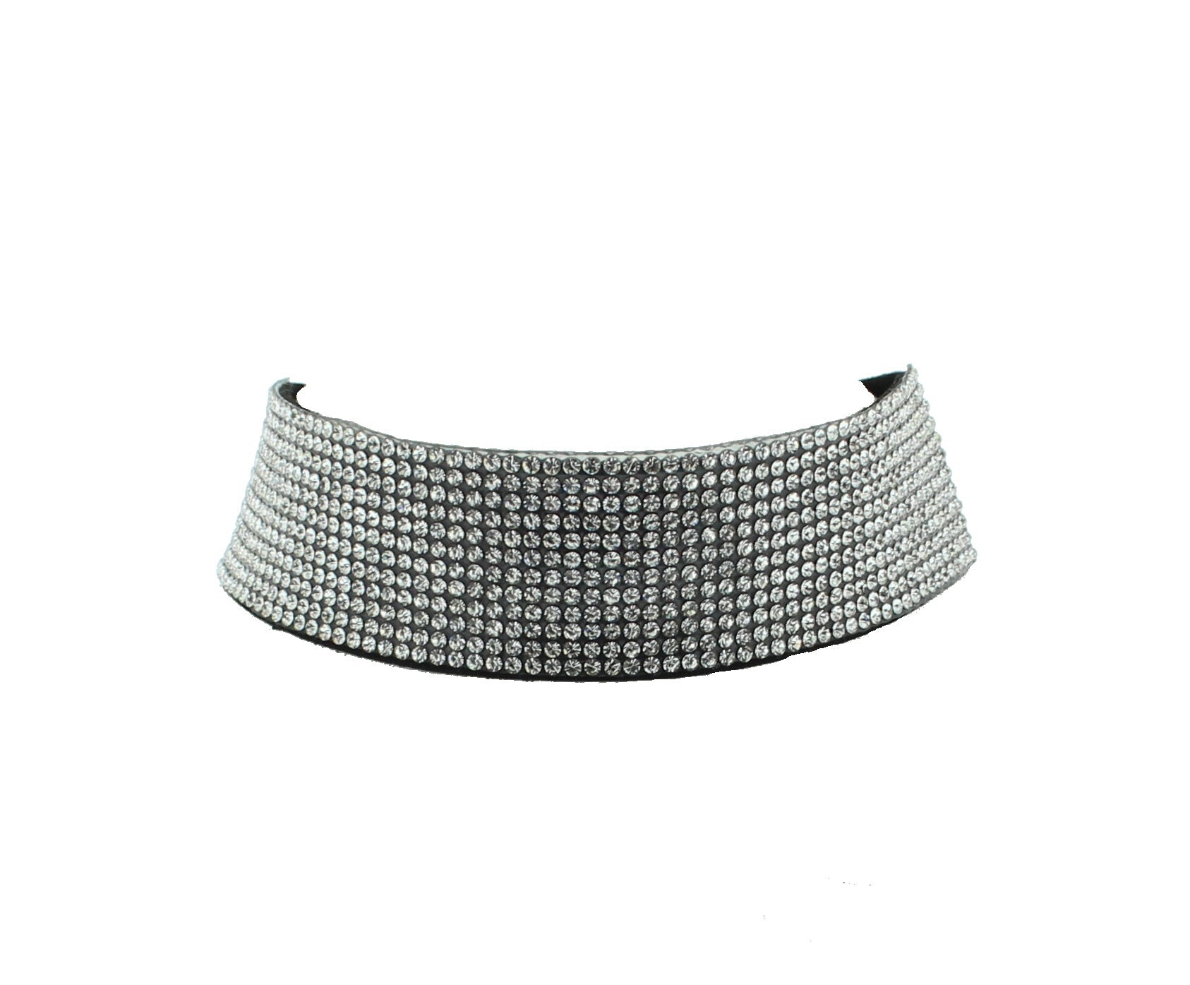 12 Row Diamante Stone Velvet Choker