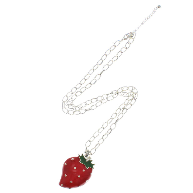 Strawberry Necklace on a 69cm Silver Chain (5 x 4cm Pendant)