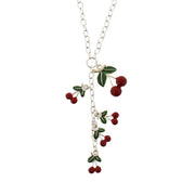 Multiple Cherries Necklace on a 46 cm Silver Chain (1 x 1.5cm Small &  2 x 3cm Large Pendant)