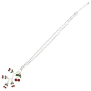 Multiple Cherries Necklace on a 46 cm Silver Chain (1 x 1.5cm Small & 2 x 3cm Large Pendant)