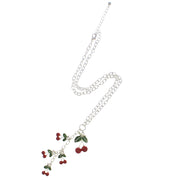 Multiple Cherries Necklace on a 46 cm Silver Chain (1 x 1.5cm Small &  2 x 3cm Large Pendant)