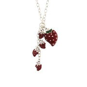 Multiple Strawberries Necklace on a 42cm Silver Chain (0.5 x 1 Small & 2 x 2.5cm Large Pendant)