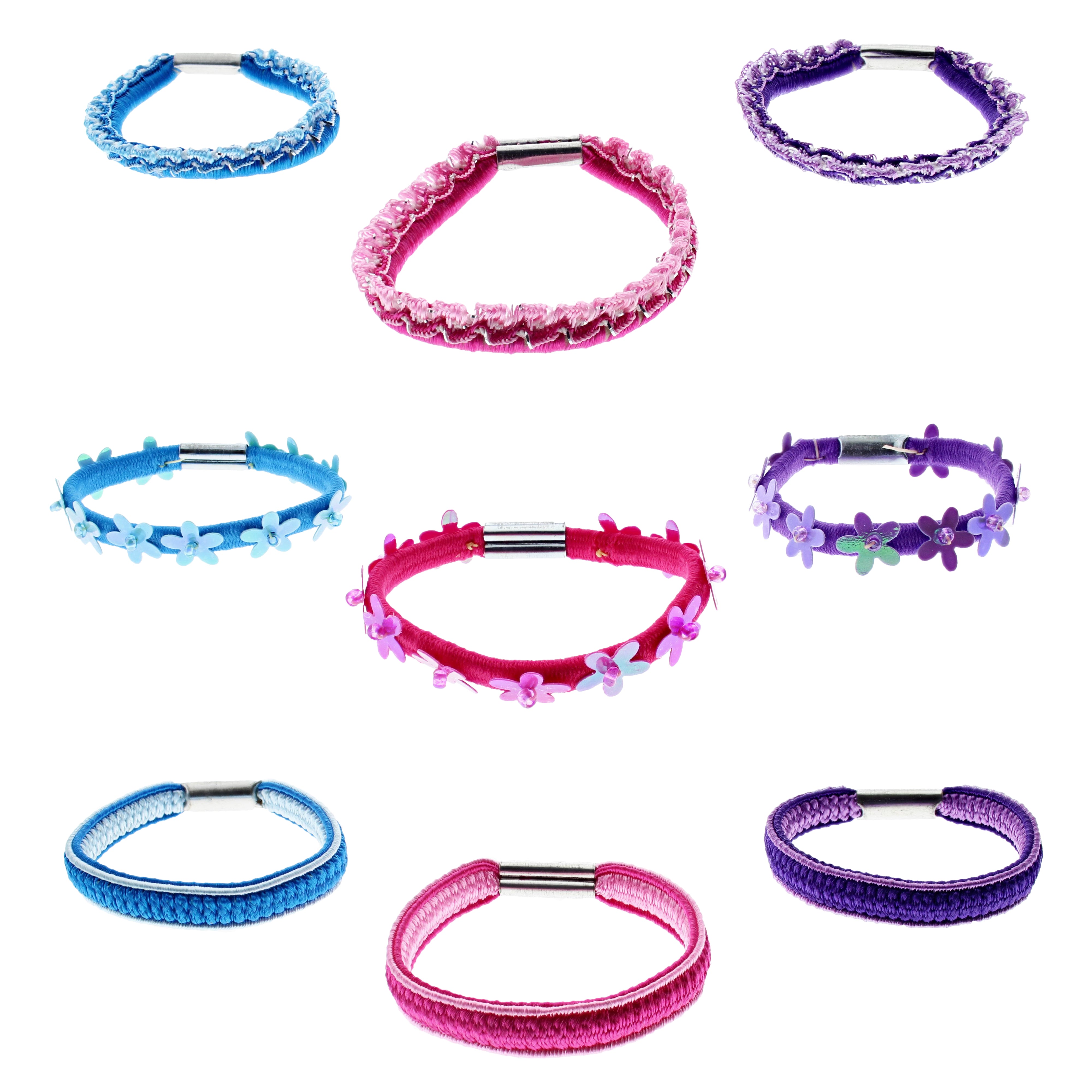 Card of 12 Assorted Pastel Sequin Elastics