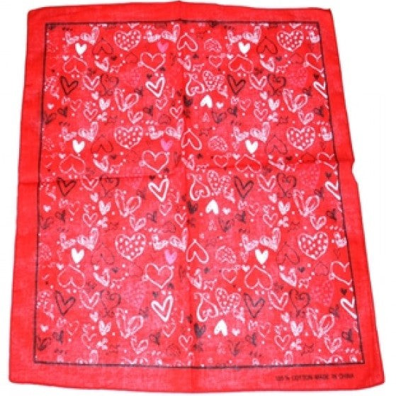 Heart Themed Red Bandana