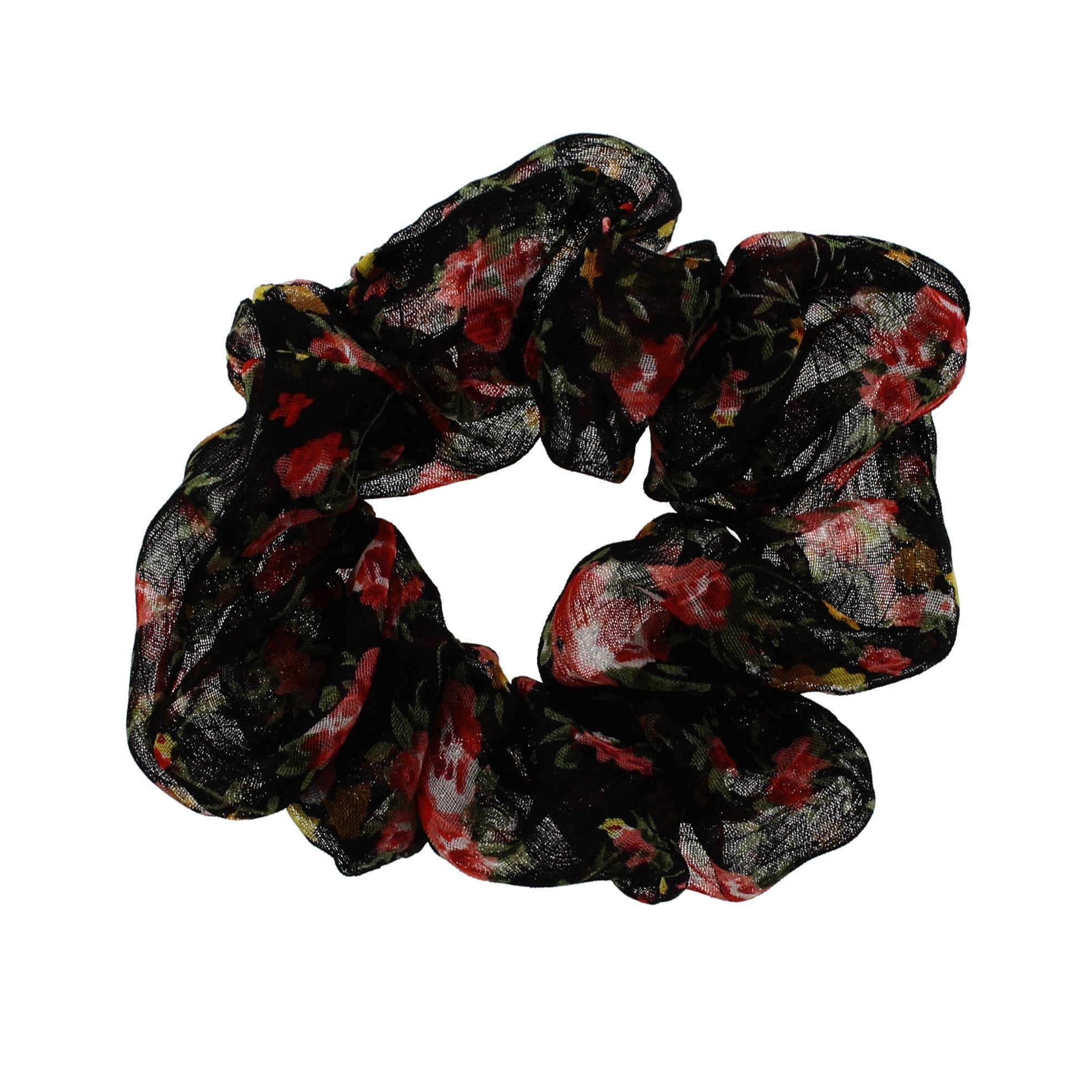 Pale Floral Print Chiffon Hair Scrunchie