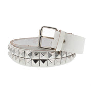 2 Row Pyramid Studded Reconstructed Leather Belt