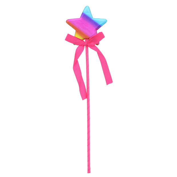 Shiny Rainbow Star Wand with Ribbon Bow