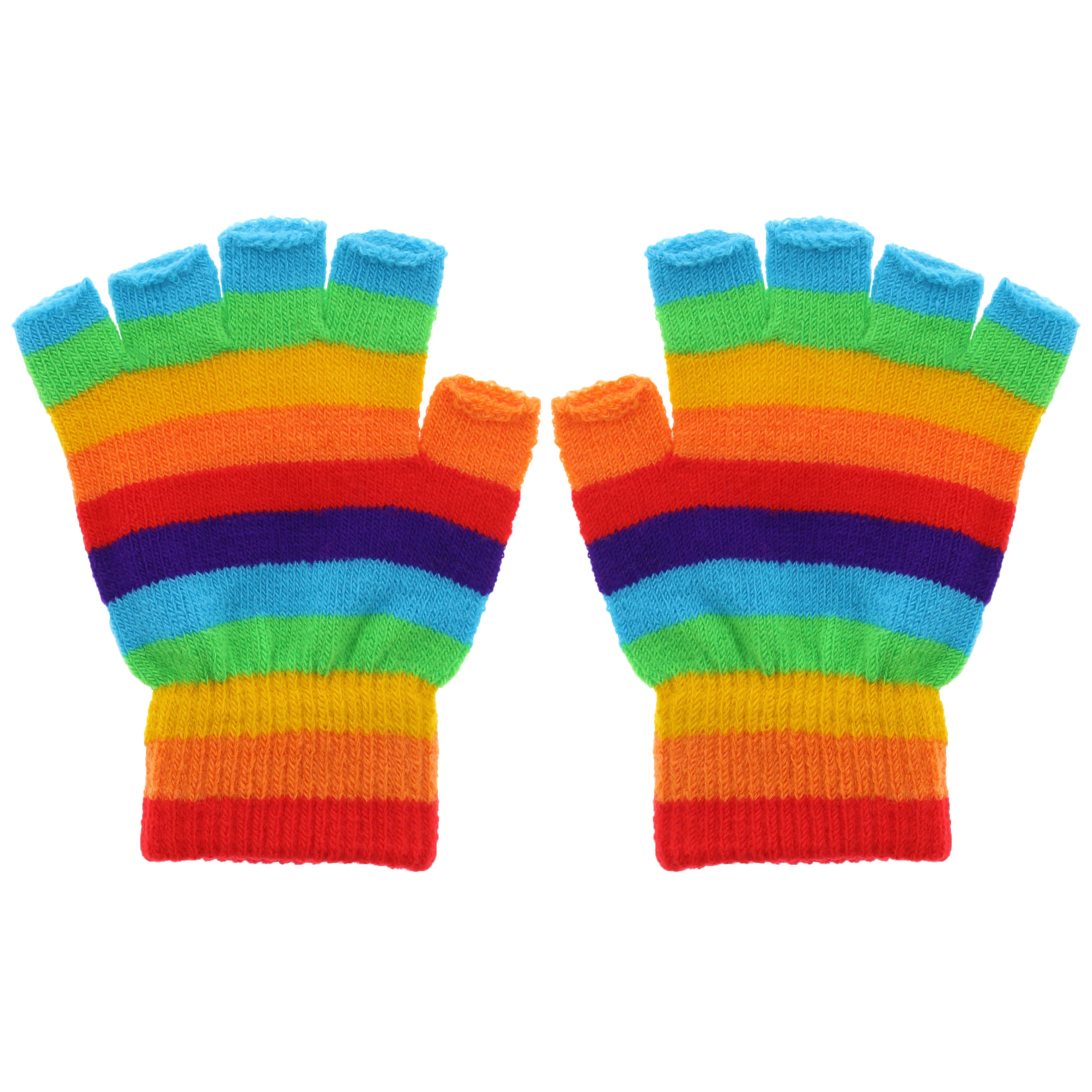 Multicoloured Rainbow Stripe Fingerless Gloves