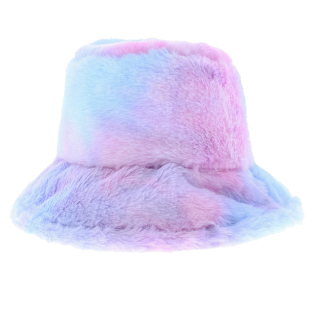 Pastel Acidwash Faux Fur Bucket Hat