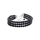 Three Row Black Beaded Choker Necklace
