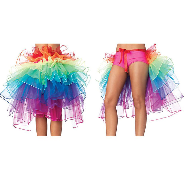 Ladies 6 Layer Rainbow Half Tutu Skirt