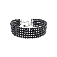 Five Row Black Beaded Choker Necklace