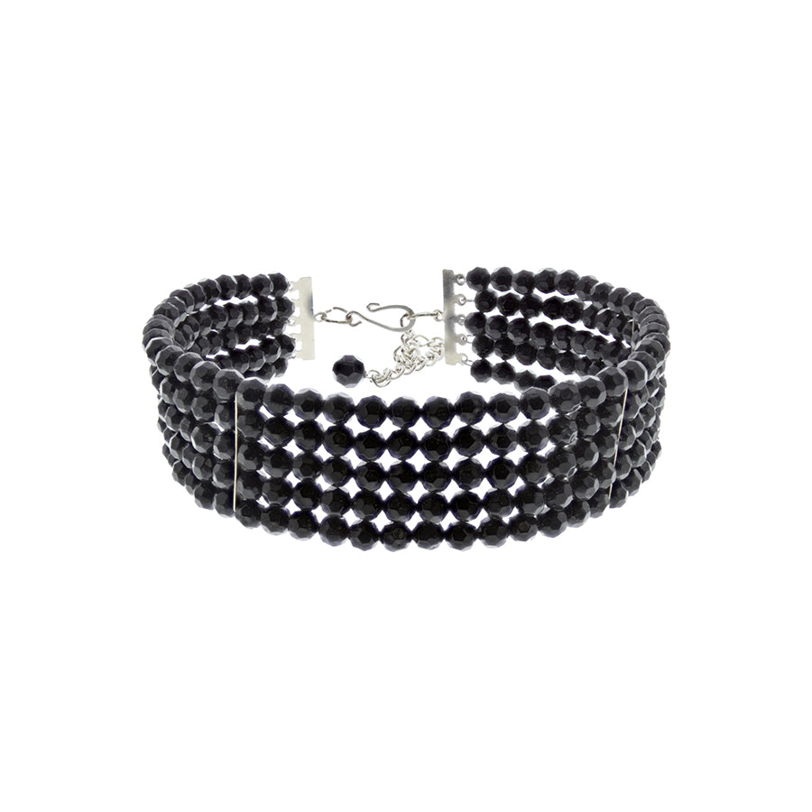 Five Row Black Beaded Choker Necklace